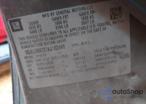 2010 Buick Enclave 1Xl from USA, damaged, VIN 5GALVBED7AJ163845